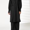 Black Mid Length Barbie Crepe Trench Coat Set