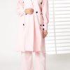 MOIRRTW2321 Pink Mid Length Barbie Crepe Trench Coat Set