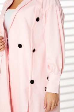 MOIRRTW2321 2 Pink Mid Length Barbie Crepe Trench Coat Set