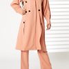 MOIRRTW2320 00Pink Mid Length Barbie Crepe Trench Coat Set