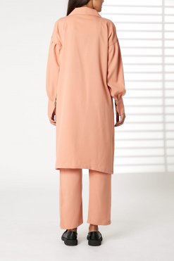 MOIRRTW2320 3 00Pink Mid Length Barbie Crepe Trench Coat Set