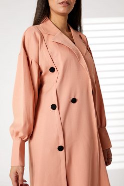 MOIRRTW2320 2 00Pink Mid Length Barbie Crepe Trench Coat Set