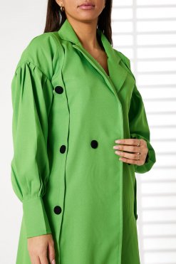 MOIRRTW2319 2 Green Mid Length Barbie Crepe Trench Coat Set