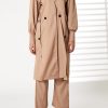 Brown Mid Length Barbie Crepe Trench Coat Set