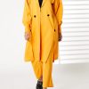 MOIRRTW2316 Yellow Mid Length Barbie Crepe Trench Coat Set