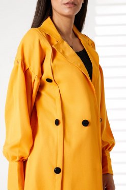 MOIRRTW2316 2 Yellow Mid Length Barbie Crepe Trench Coat Set
