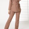 MOIRRTW2313 Rosy Brown Barbie Crepe Fabric Blazer and Pants Set