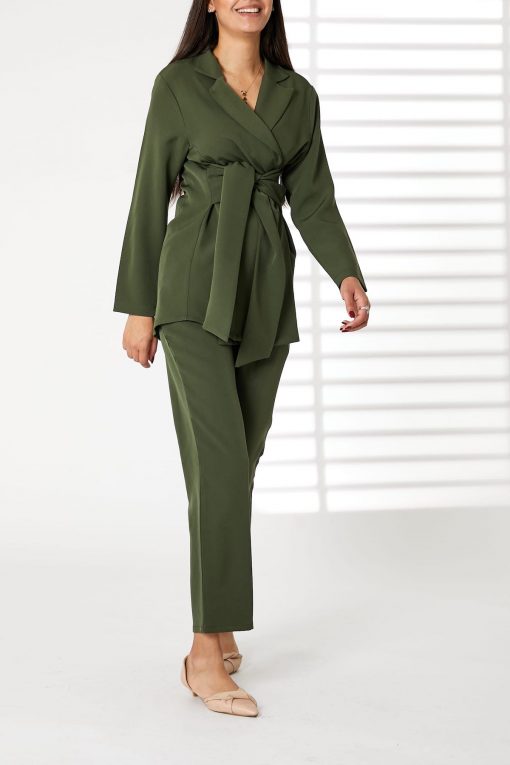 Green Barbie Crepe Fabric Blazer and Pants Set