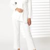 MOIRRTW2310 White Barbie Crepe Fabric Blazer and Pants Set