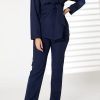 MOIRRTW2309 Navy Barbie Crepe Fabric Blazer and Pants Set