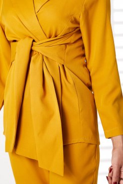 MOIRRTW2307 2 Yellow Barbie Crepe Fabric Blazer and Pants Set