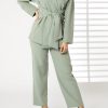 MOIRRTW2306 Grey Barbie Crepe Fabric Blazer and Pants Set