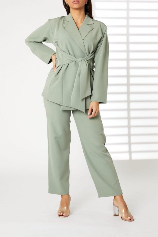 Grey Barbie Crepe Fabric Blazer and Pants Set