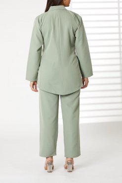 MOIRRTW2306 3 Grey Barbie Crepe Fabric Blazer and Pants Set