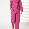 MOIRRTW2305 Pink Barbie Crepe Fabric Blazer and Pants Set
