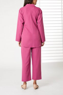 MOIRRTW2305 3 Pink Barbie Crepe Fabric Blazer and Pants Set