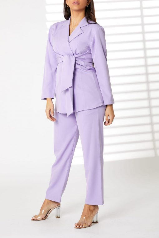 Lavender Barbie Crepe Fabric Blazer and Pants Set
