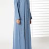Blue Front Embroidered Nida Open Abaya