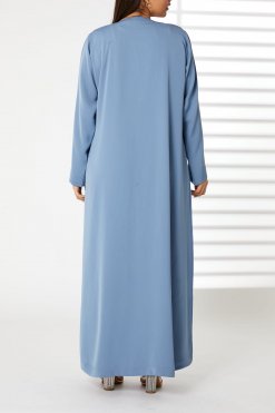 MOIRR23104 3 Blue Front Embroidered Nida Open Abaya