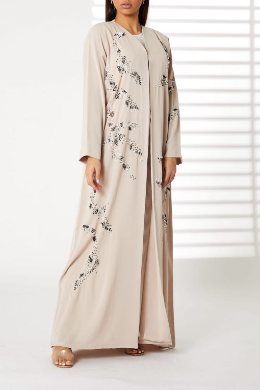 Pink Nida Embroidered Abaya