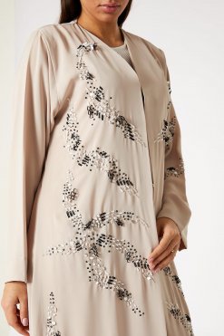 MOIRR23101 2 Pink Nida Embroidered Abaya