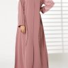 MOIRR2399 Maroon Nida Embroidered Open Abaya