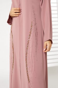 MOIRR2399 2 Maroon Nida Embroidered Open Abaya