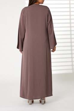 MOIRR2398 3 Brown Nida Embellished Abaya