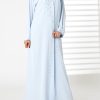 MOIRR2395 Blue Nida Embellished Abaya
