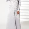 Grey Lapel Collar Bridal Satin Embroidered Abaya