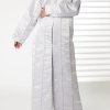 Grey Bridal Satin Thread Work Open Abaya