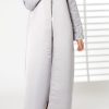 MOIRR2375 Grey Bridal Satin Embroidery on sleeves With Mandarin Collar