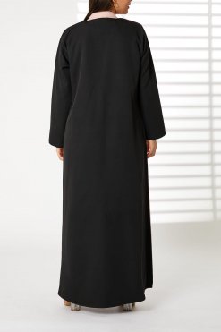 MOIRR2374 3 Lapel Collar Nida Color blocked Abaya