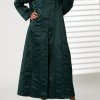 Green Bridal Satin Thread Work Open Abaya
