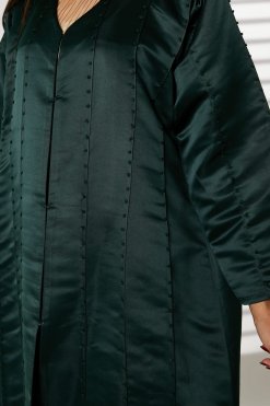 MOIRR2366 2 Green Bridal Satin Thread Work Open Abaya