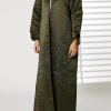 MOIRR2365 Green Bridal Satin Embroidered Open Abaya