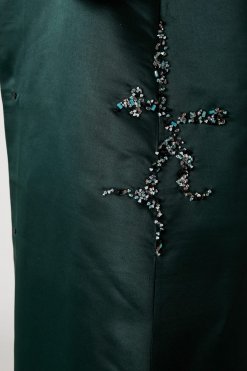 MOIRR2364 2 Green Bridal Satin Embroidered Abaya