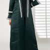 MOIRR2363 Green Bridal Satin Abaya with Split Cuffs