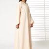 MOIRR2362 1 Peach Front Embroidered Nida Open Abaya