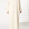 MOIRR2360 3 Peach Bridal Satin Embroidered Abaya