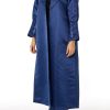 Lapel Collar Navy Bridal Satin  Embroidered Abaya
