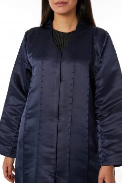 MOIRR2335 2 Navy Bridal Satin Thread Work Open Abaya
