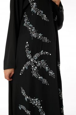 MOIRR2326 2 Black Nida Embroidered Abaya