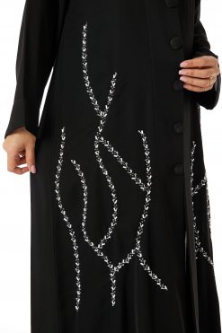 MOIRR2325 2 Black Nida Embroidered Abaya