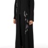 Black Nida Embroidered Open Abaya