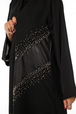 MOIRR2321 2 Black Nida Embellished Abaya
