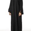 MOIRR2320 Black Crepe Embroidered Abaya