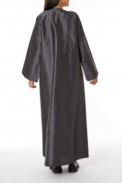 MOIRR2319 3 Black Taffeta Abaya