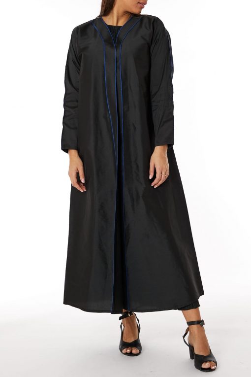 Black Taffeta  Abaya Highlighted with Blue Color