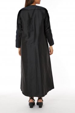 MOIRR2318 3 Black Taffeta Abaya Highlighted with Blue Color